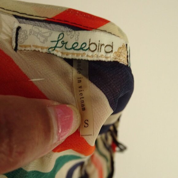 Freebird Multicolor Striped Sleeveless High-Low Sheer Blouse Women Size S - Picture 4 of 8